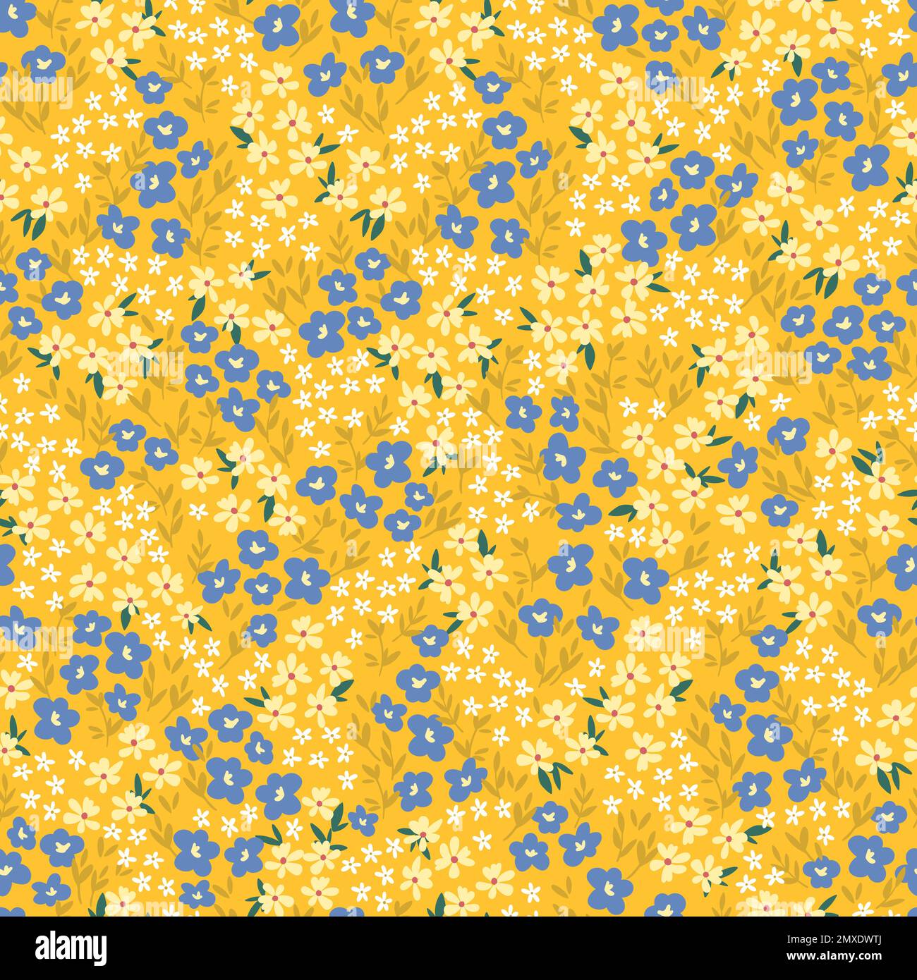 Niedliche Hand gezeichnet ditsy nahtloses Muster, schöne florale Hintergrund, ideal für Textilien, Banner, Tapeten, Umhüllung - Vektordesign Stock Vektor