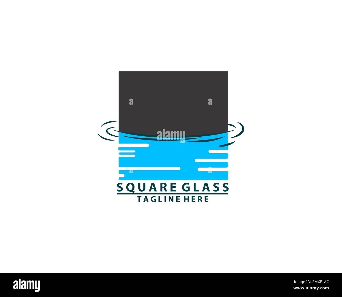Logo mit Wasserreflexion und Rechteckwelle Stock Vektor