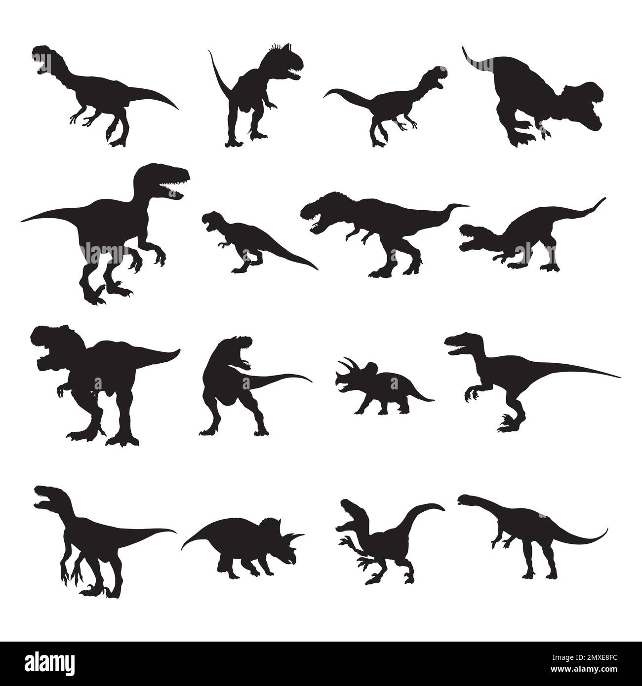 Dinosaurier-Silhouetten-Set, Black Dinosaurier-Silhouetten-Kollektion. Stock Vektor