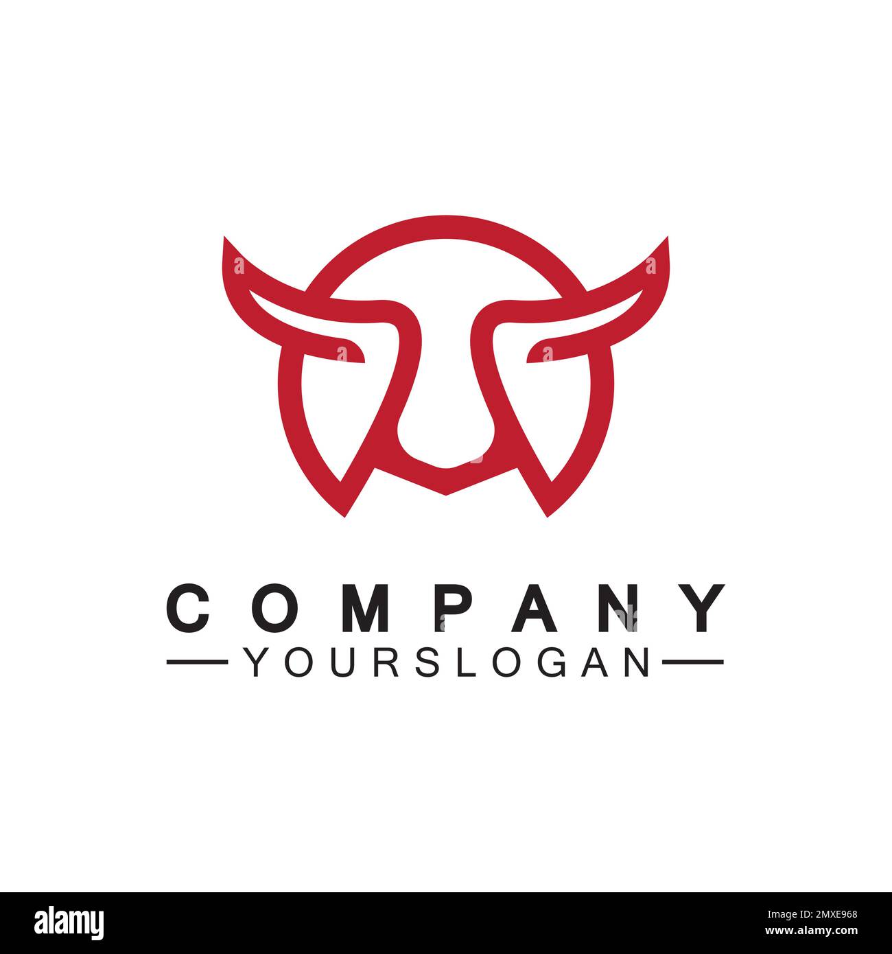 Bull Monoline Logo Design Vektorvorlage Stock Vektor