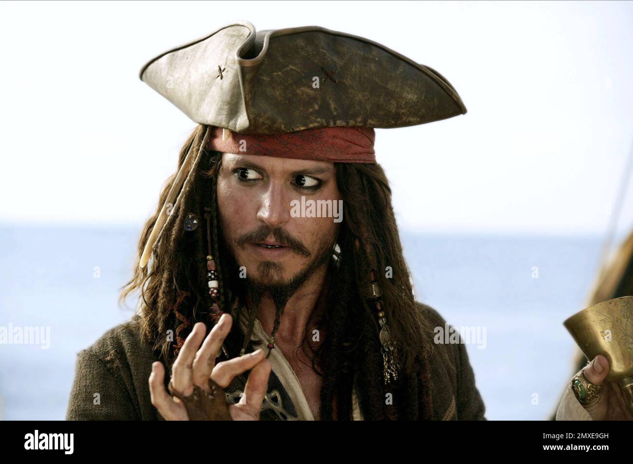 Piraten der karibischen Toten-Brust Johnny Depp als Captain Jack Sparrow Stockfoto