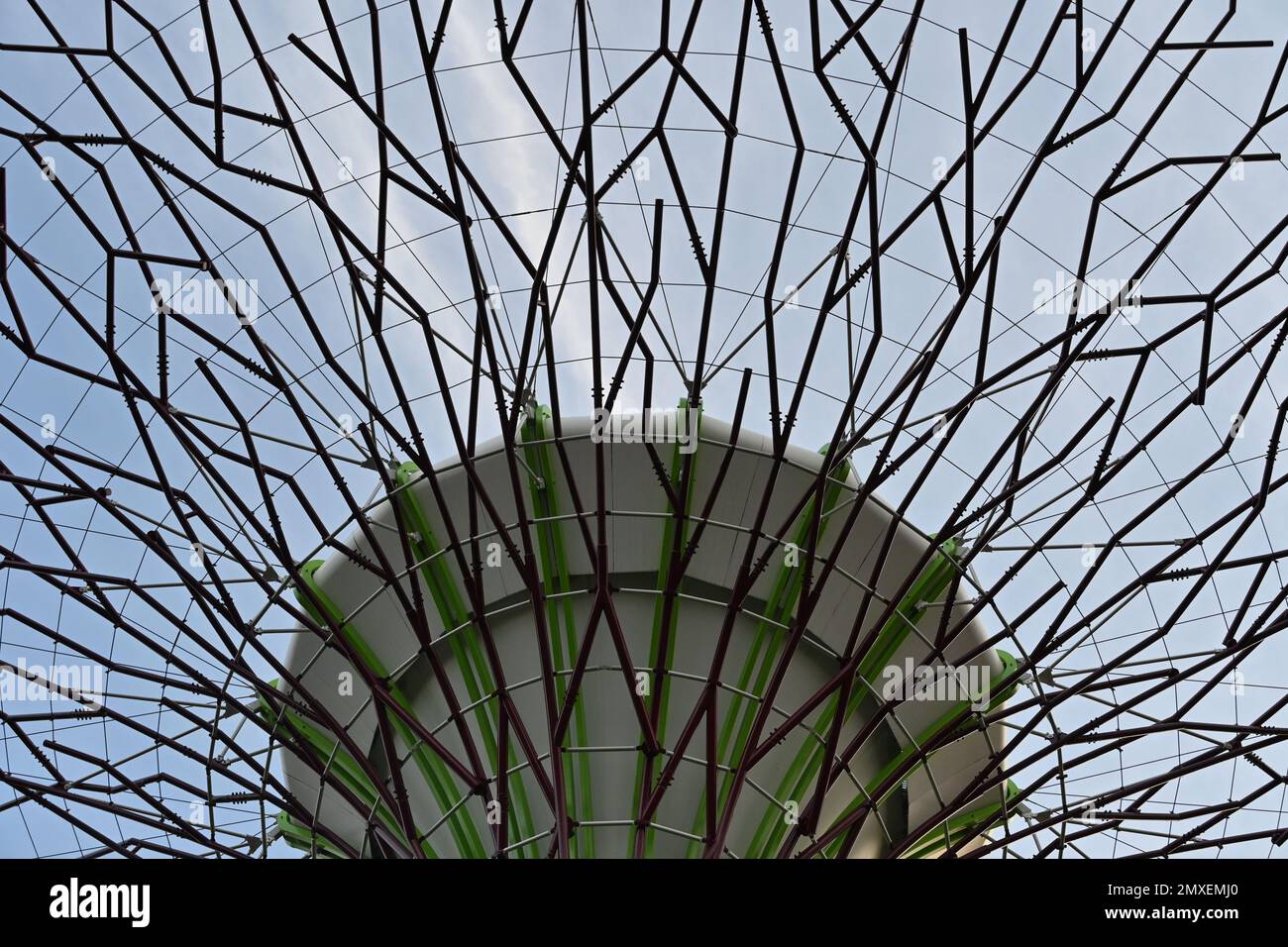 Detaildarstellung der Struktur von Supertree Grove, einer baumähnlichen Struktur, die eine Vielzahl von Funktionen erfüllt, einschließlich Pflanzen und Schattieren in Gärten Stockfoto