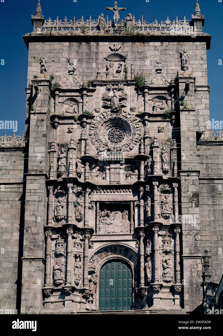 FACHADA DE LA IGLESIA DE SANTA MARIA LA MAYOR - SIGLO XVI - ESTILO PLATERESCO - FOTO AÑOS 60. VERFASSER: CORNELIUS DE HOLANDA/CORNELIS DE HOLANDA. LAGE: IGLESIA DE SANTA MARIA LA MAYOR. Pontevedra. SPANIEN. Stockfoto