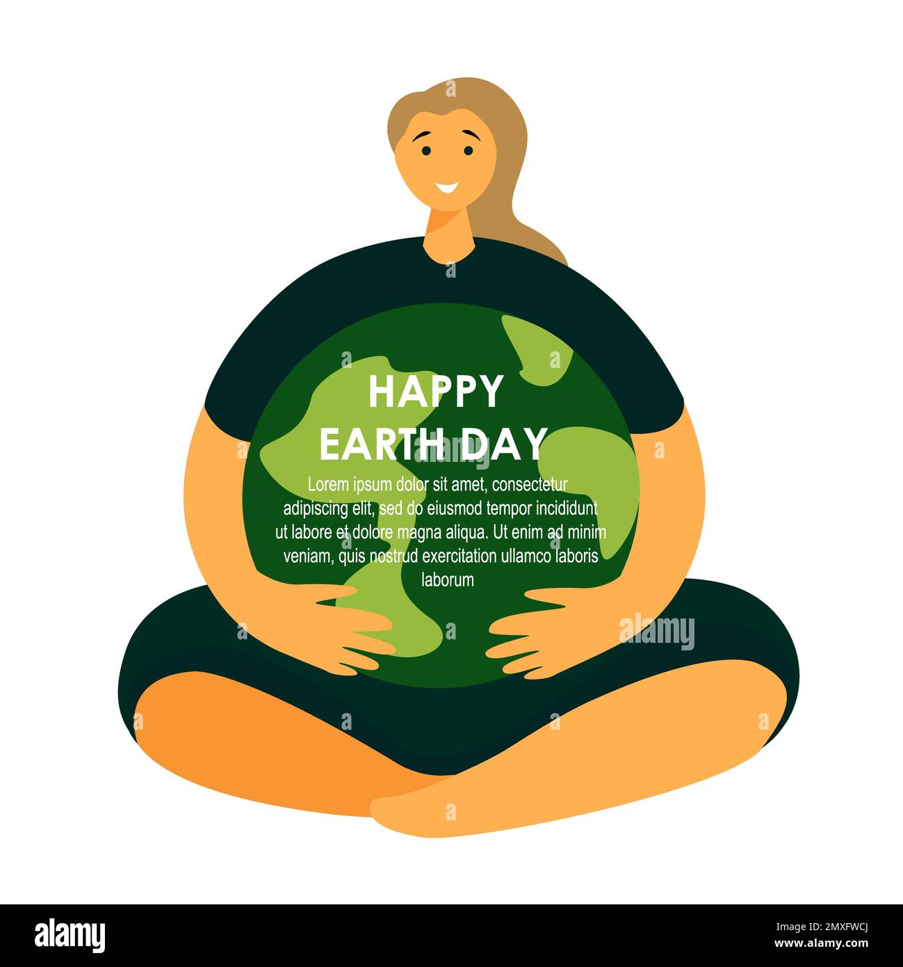 Earth Day Internationaler Urlaub.Fürsorgliche, Liebevolle Frau, Junge Lächelnde Frau Halten Planet Globe.Save Healthy Green Nature,Energy, Ecology Support.Environmen Stockfoto