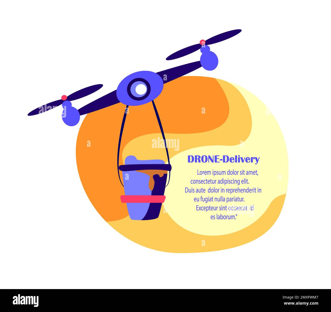 Drohnenlieferung.Fliegender Roboter.Kaffee Online Bestellen.Kontaktloses Zustellpaket Empfangen,Ferngesteuertes Flugzeug. Verbrauch Online.Catering S Stockfoto