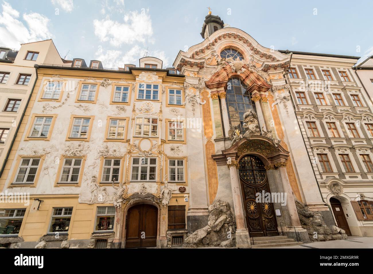 St. Johann Nepomuk, besser bekannt als die Asam-Kirche (deutsch: Asamkirche), ist eine barocke Kirche in München, Süddeutschland Stockfoto