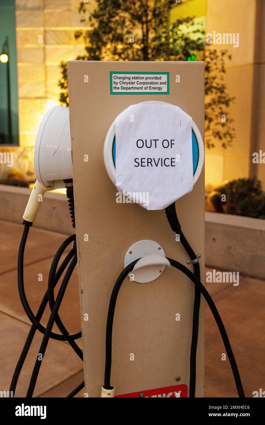 Defekte EV-Ladestation Stockfoto