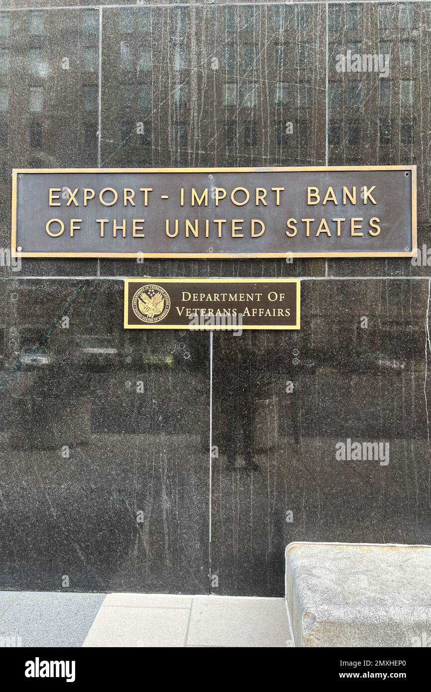 Washington, Dc, Usa. 26. Januar 2023. Der Hauptsitz der Export Import Bank der Vereinigten Staaten am 26. Januar 2023 in der 811 Vermont Ave, NW, Washington, DC. Die Bank, auch bekannt als EXIM, ist die offizielle Exportkreditagentur der Vereinigten Staaten. (Foto: Samuel Rigelhaupt/Sipa USA) Guthaben: SIPA USA/Alamy Live News Stockfoto