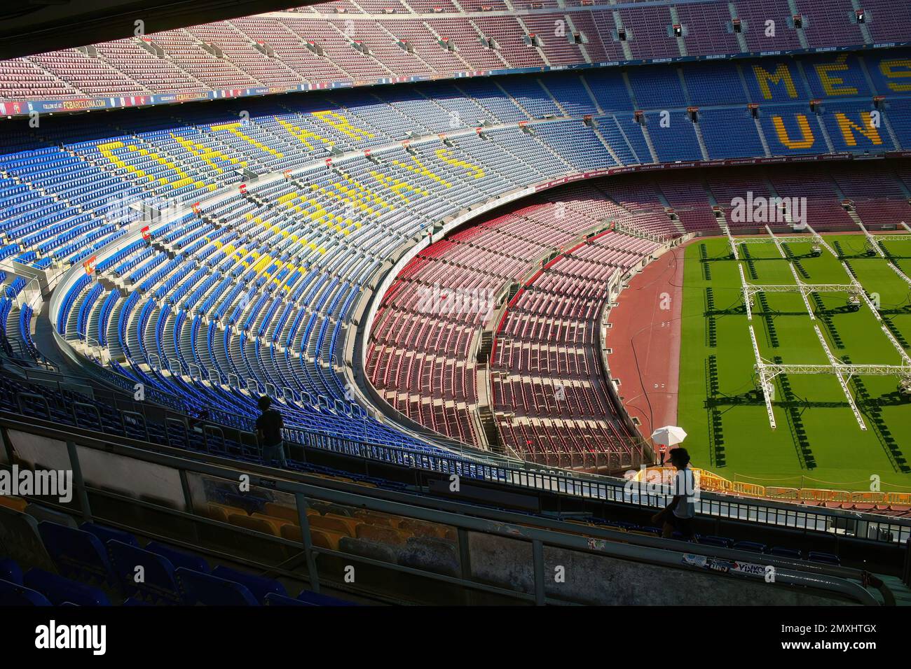 Das Innere des FC Barcelona Camp Nou Stadions ist für Touren in Barcelona Catalonia Spanien zugänglich Stockfoto