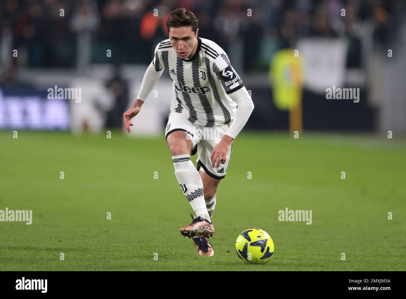 Turin, Italien, 2. Februar 2023. Federico Chiesa von Juventus während des Viertelfinalspiels der Coppa Italia Frecciarossa im Allianz-Stadion, Turin. Der Bildausdruck sollte lauten: Jonathan Moscrop/Sportimage Stockfoto