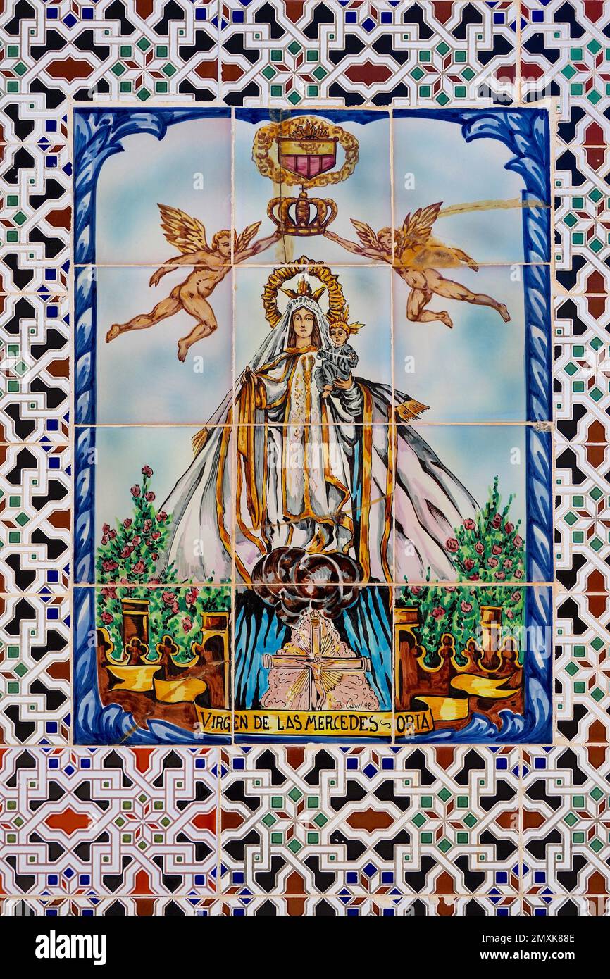 Heilige Figur des heiligen Mercedes von Oria in Ziegelmauern, Andalusien, Spanien, Europa Stockfoto