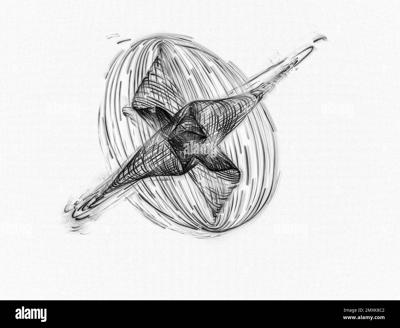 Heller Hintergrund, Schwarzweiß, abstrakte Figuren, lange Belichtung, Bewegung, Pendelfotografie, Baden-Baden, Baden-Württemberg, Deutschland, Europa Stockfoto