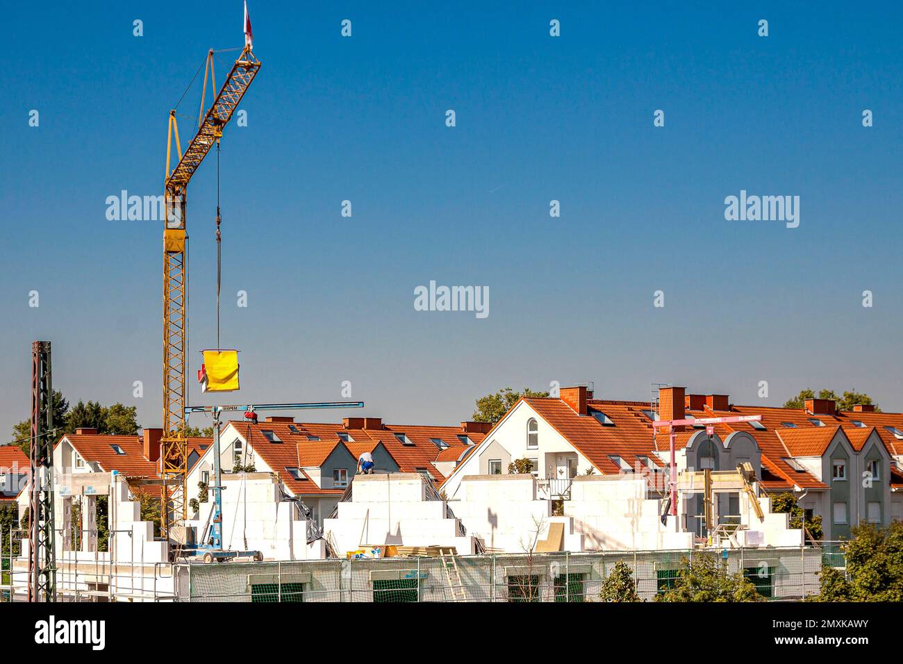 Bauarbeiten an einem neuen Einfamilienhaus, Köln, Nordrhein-Westfalen, Deutschland, Europa Stockfoto