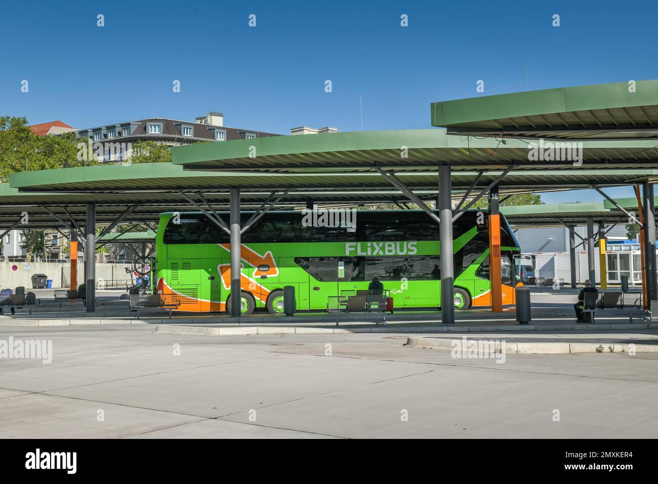 Zentraler Busbahnhof, Flixbus Bus, Messedamm, Westend, Charlottenburg, Berlin, Deutschland, Europa Stockfoto
