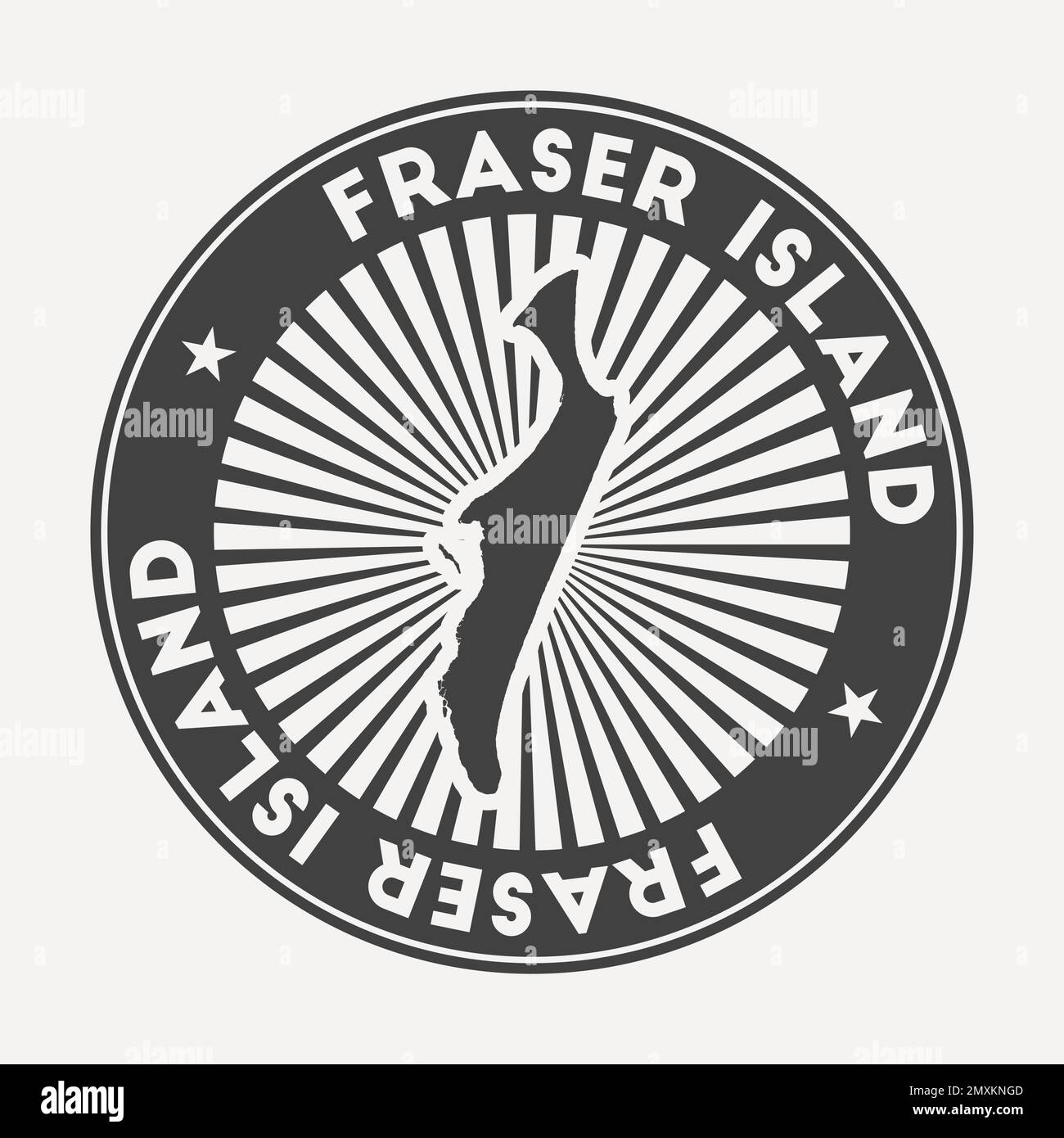 Rundes Logo von Fraser Island. Vintage-Reiseabzeichen mit kreisförmigem Namen und Karte, Vektordarstellung. Kann als Abzeichen, Logo, Label, Aufkleber verwendet werden Stock Vektor
