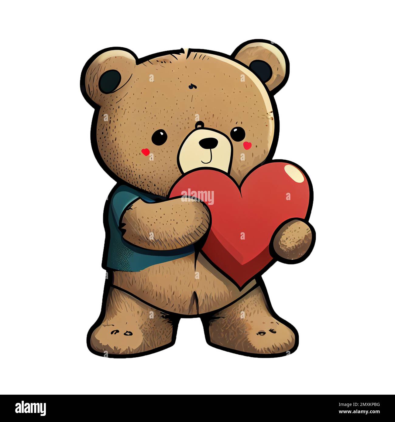 Süßer Teddybär, der einen Cartoon mit Herz isoliert auf transparentem  Hintergrund hält. Valentinskarte, romantische Elemente. Handgezeichnete  Illustration Stockfotografie - Alamy