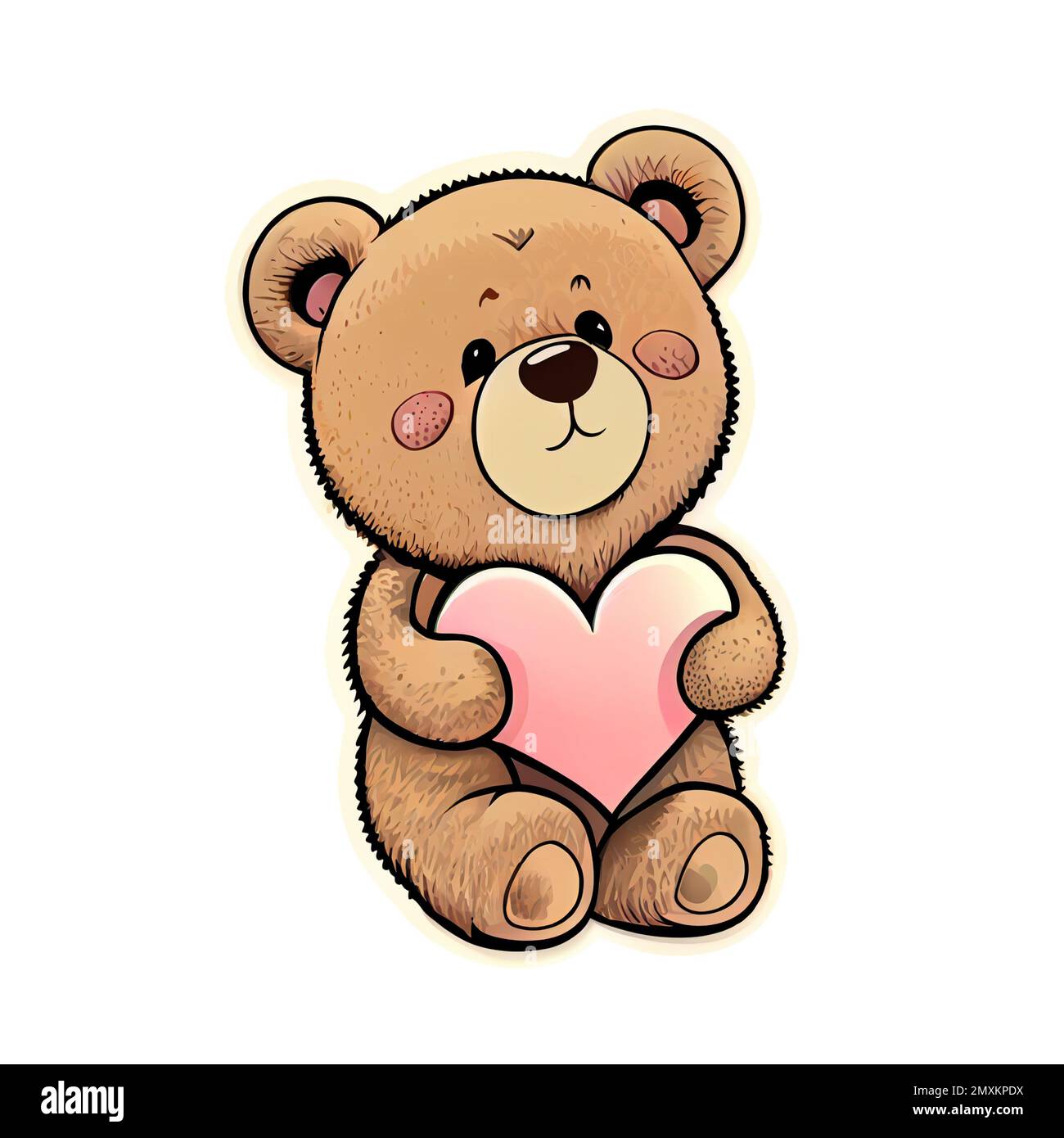Süßer Teddybär, der einen Cartoon mit Herz isoliert auf transparentem  Hintergrund hält. Valentinskarte, romantische Elemente. Handgezeichnete  Illustration Stockfotografie - Alamy
