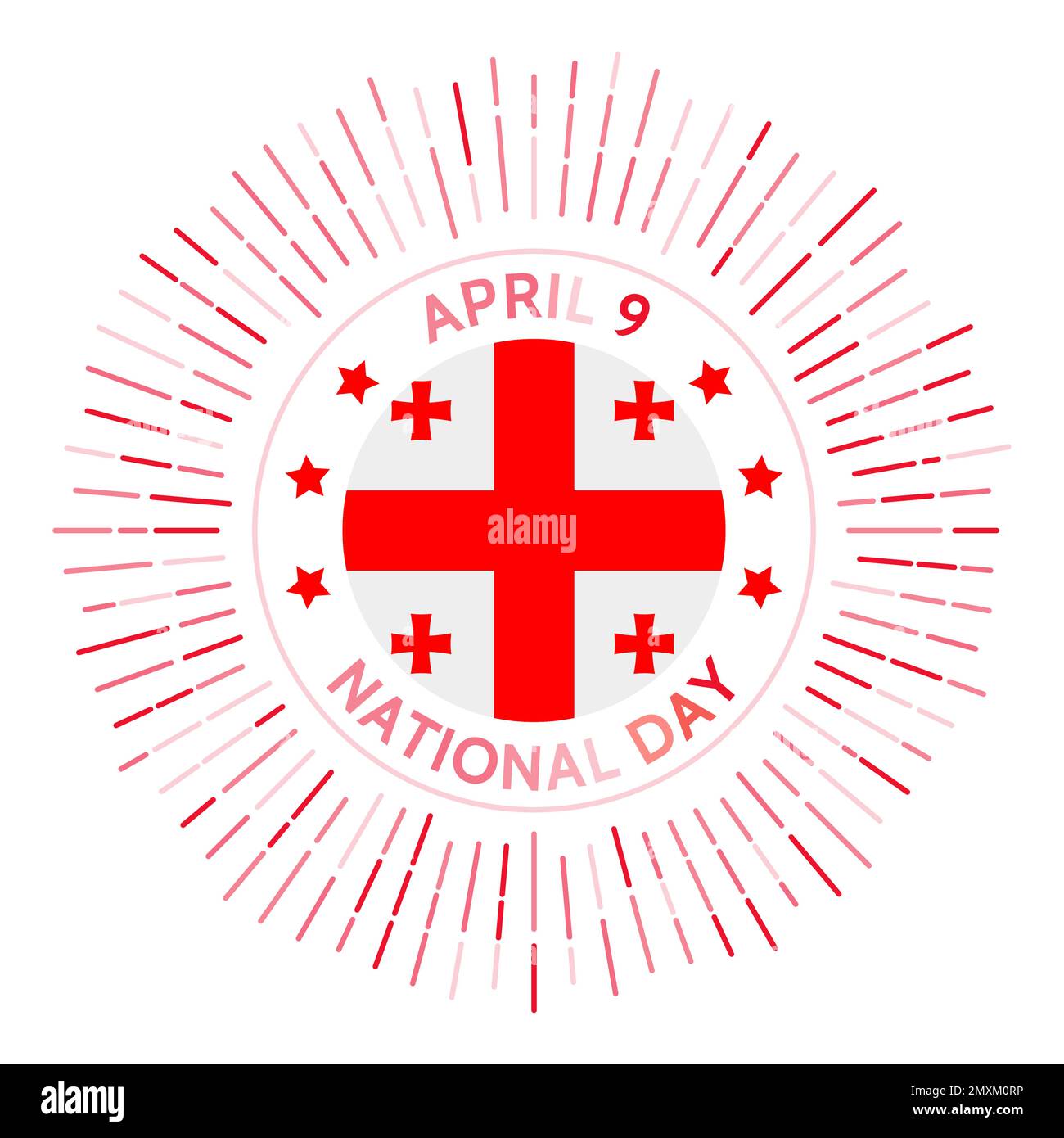 Georgia National Day Abzeichen. Unabhängigkeit von der Sowjetunion 1991. Gefeiert am 9. April. Stock Vektor