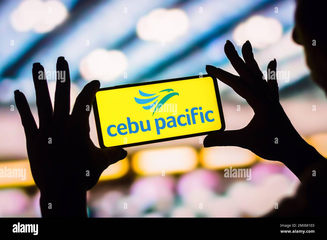 Brasilien. 03. Februar 2023. In dieser Fotoabbildung wird das Cebu Pacific Air-Logo auf einem Smartphone-Bildschirm angezeigt. Kredit: SOPA Images Limited/Alamy Live News Stockfoto