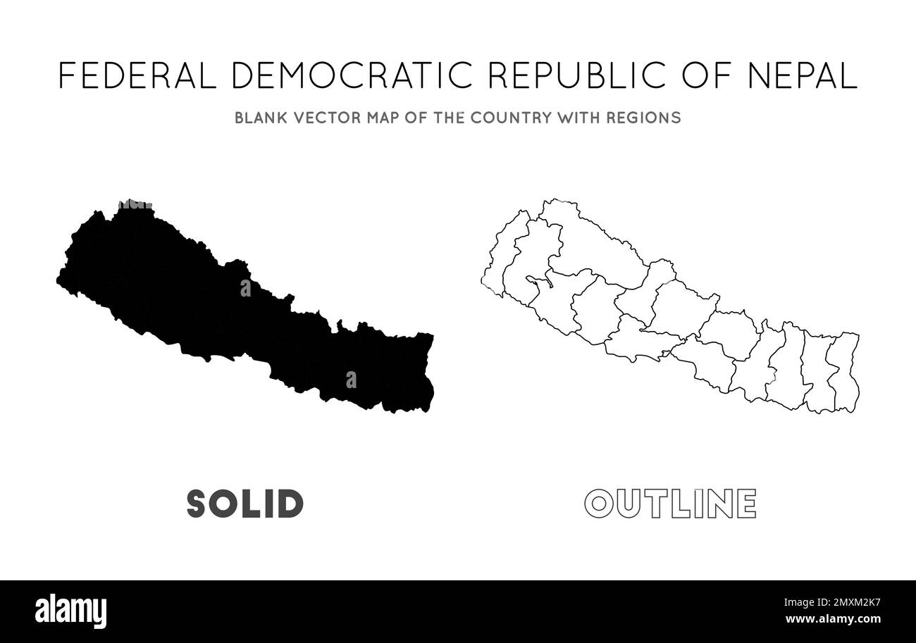 Nepal Karte. Leere Vektorkarte des Landes mit Regionen. Borders of Nepal für Ihre Infografik. Vektorabbildung. Stock Vektor