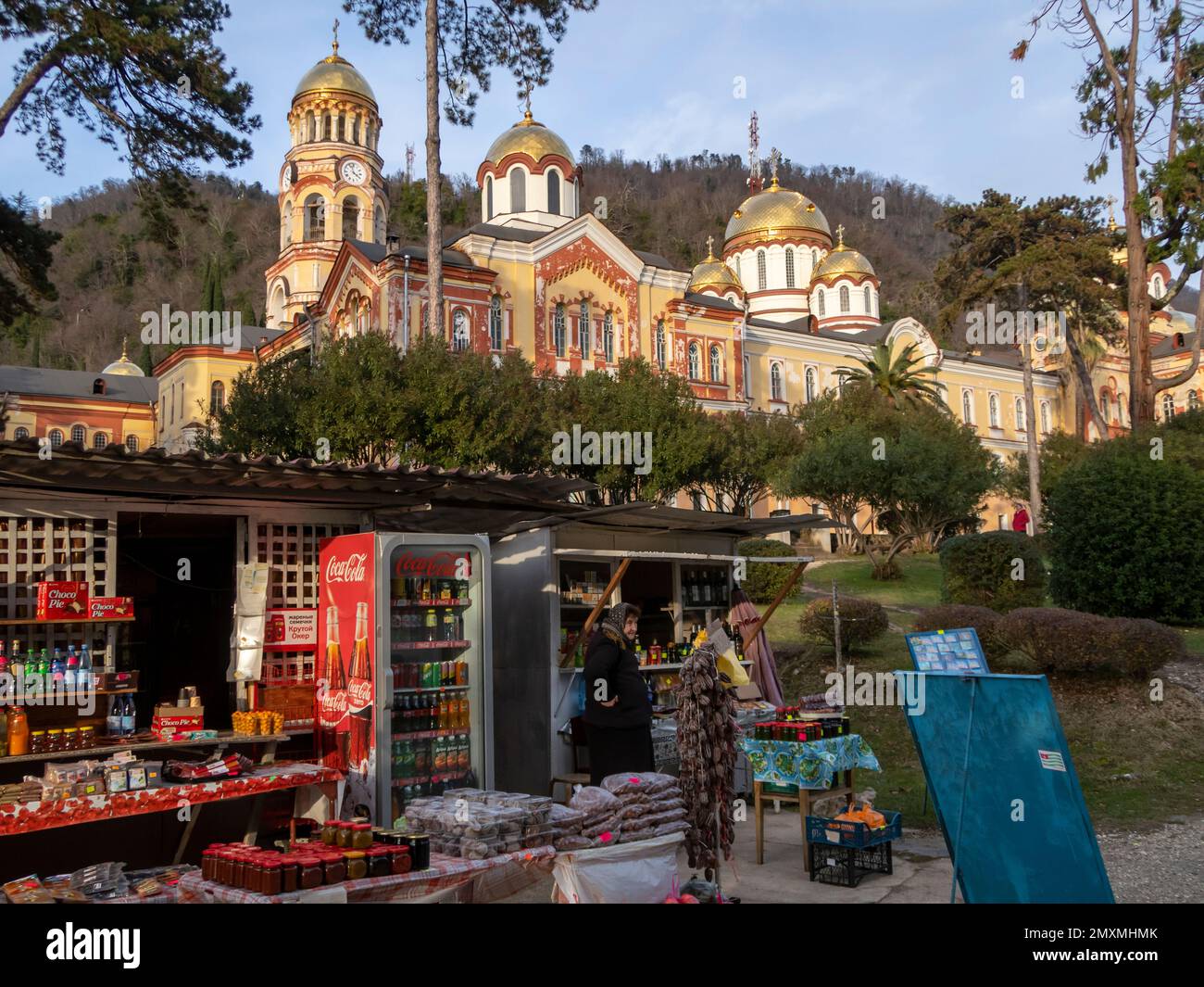 Der Markt in der Straße neben dem Kloster New Athos in Abchasien Stockfoto
