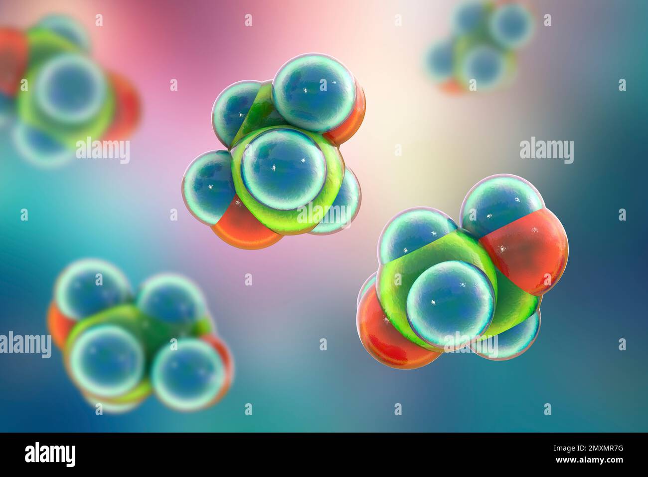 Ethylenglykol-Molekül, Illustration Stockfoto