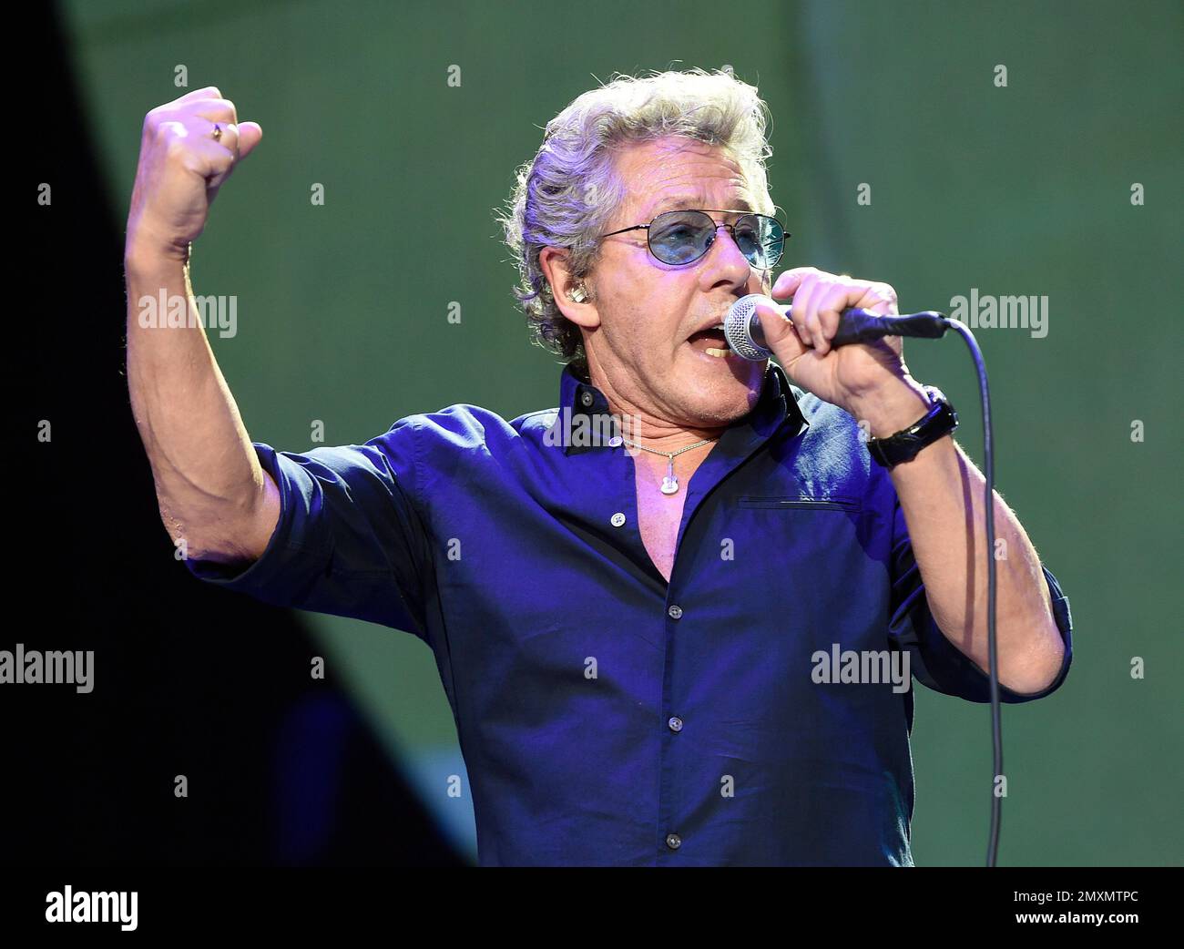 Roger Daltrey of The Who performs on day 3 of the 2016 Desert Trip music festival at Empire Polo Field on Sunday, Oct. 9, 2016, in Indio, Calif. (Photo by Chris Pizzello/Invision/AP) Stockfoto