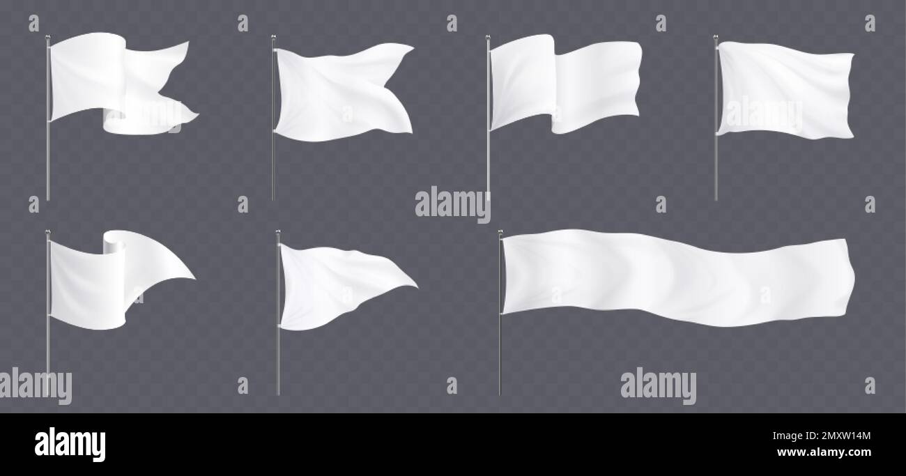  Foto zu Weiße Flaggen und Wimpel auf Masten Modell. Leere Stoffbanner Dreieck 