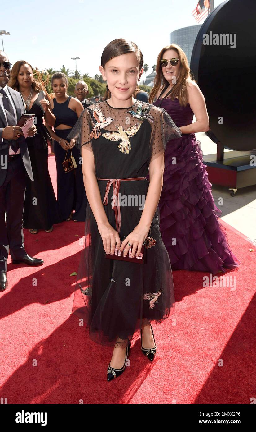 EXCLUSIVE - Millie Bobby Brown arrives at the 68th Primetime Emmy Awards on Sunday, Sept. 18, 2016, at the Microsoft Theater in Los Angeles. (Photo by Dan Steinberg/Invision for the Television Academy/AP Images) Stockfoto