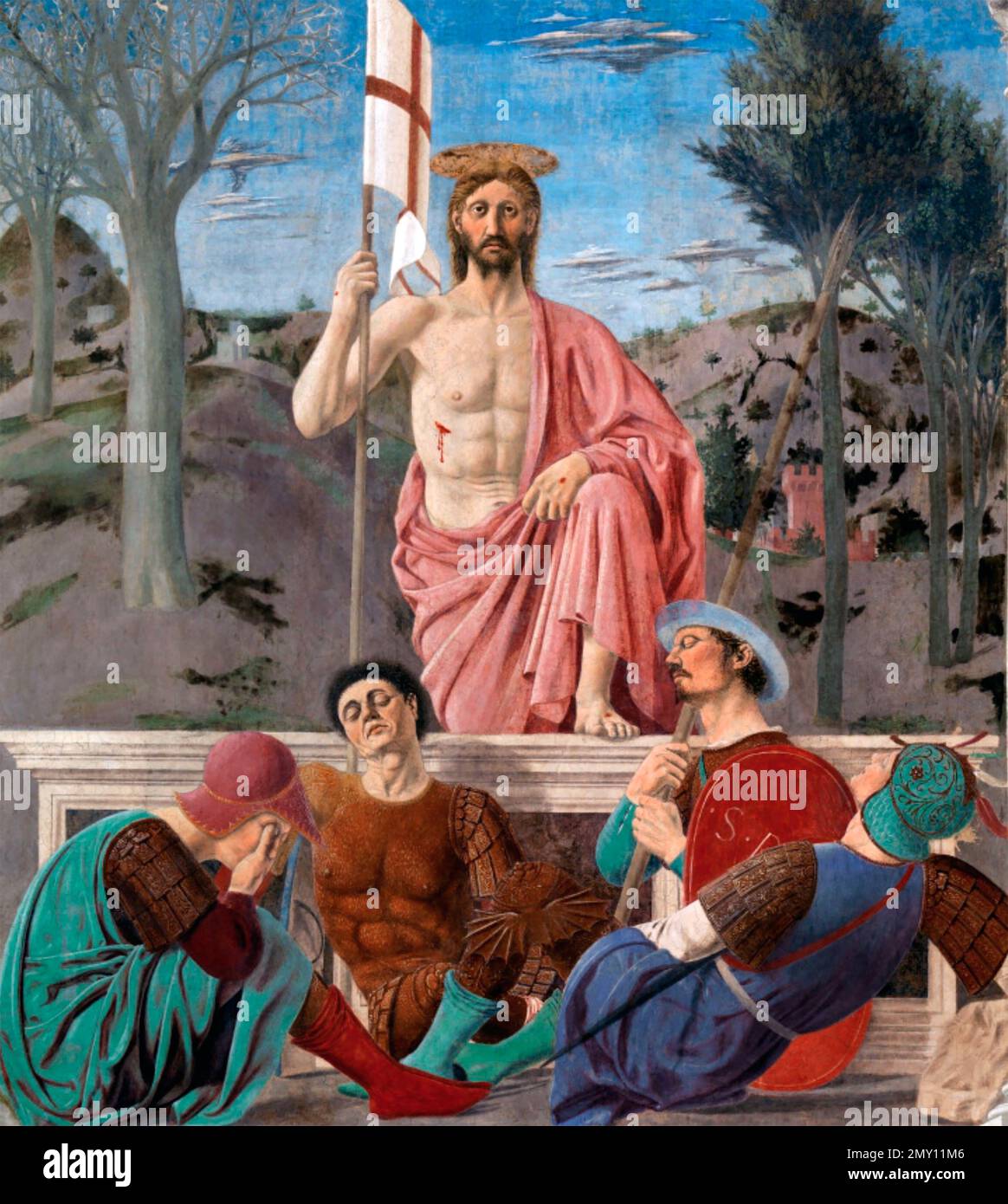 DIE AUFERSTEHUNG VON CHRISTUS A c 1463 Fresko von Piero della Francesca (c 1415-1492) Stockfoto