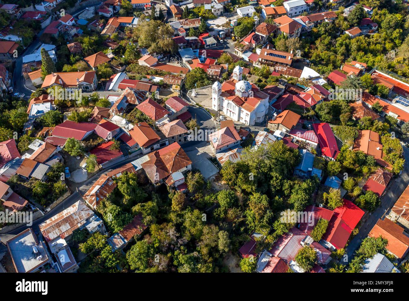 Bergdorf Pedoulas. Marathasa Valley, Troodos, Nicosia District, Zypern Stockfoto