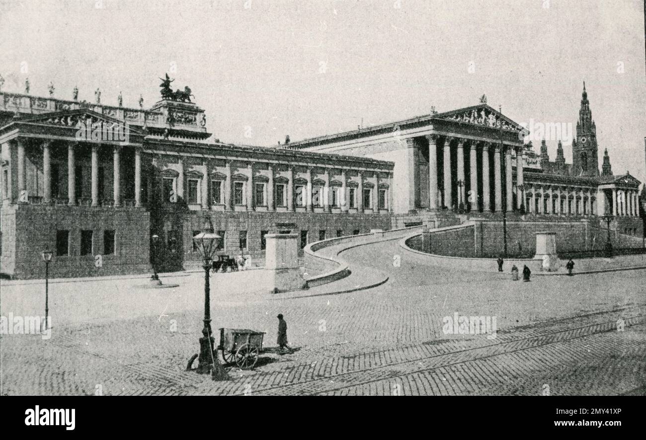 Parlamentspalast Wien 1800er Stockfoto