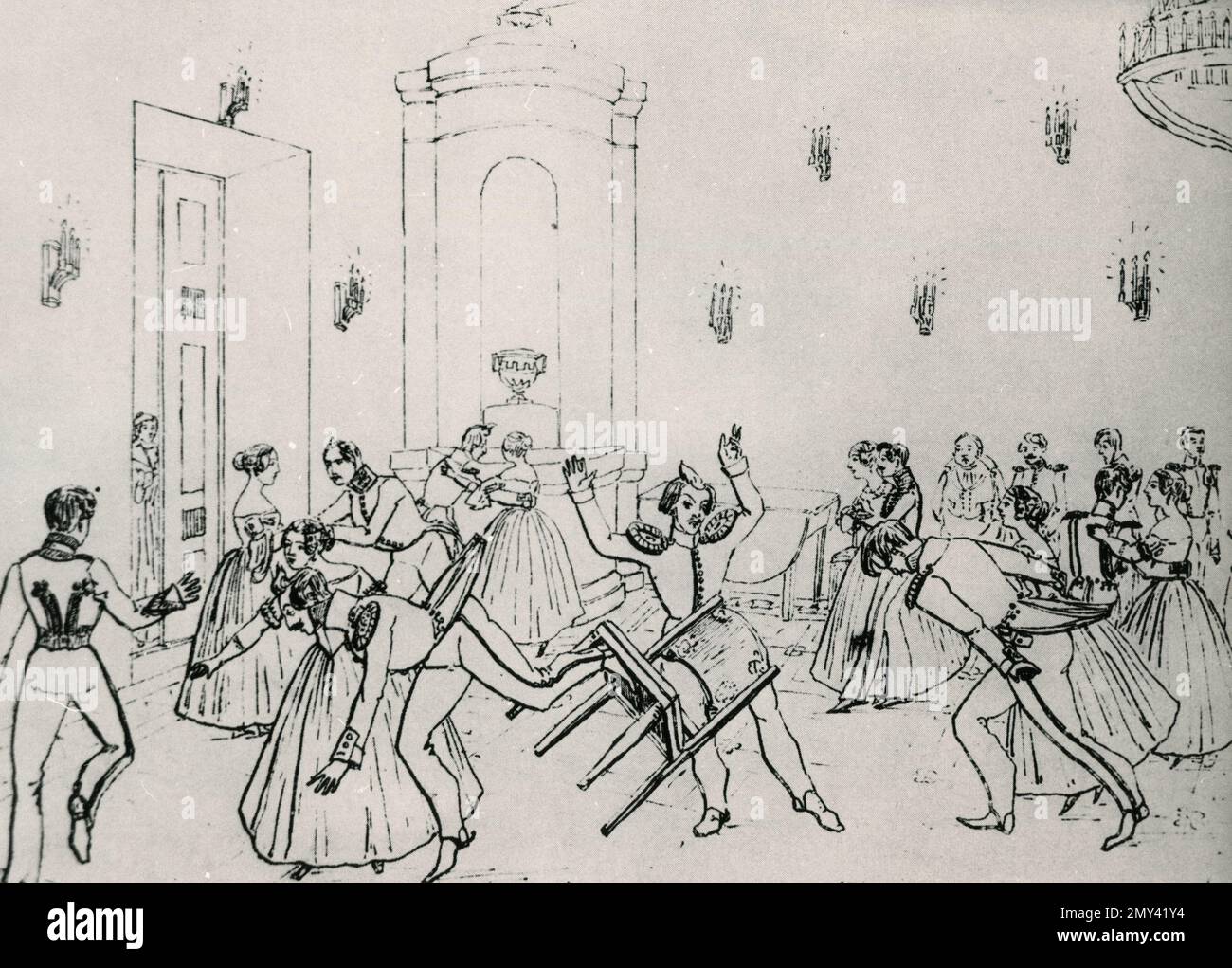 Zeitvertreib des Adligen, Illustration von Balmont, Frankreich 1838 Stockfoto