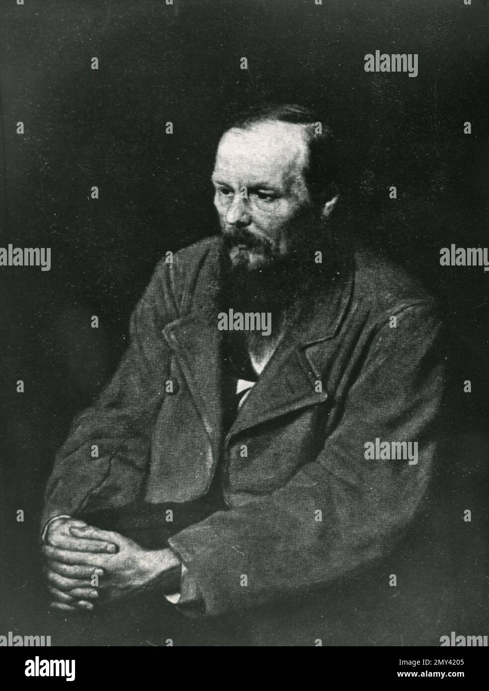 Porträt des russischen Schriftstellers, Schriftstellers, Essayisten und Journalisten Fjodor Michailowitsch Dostojewski, 1870er Stockfoto