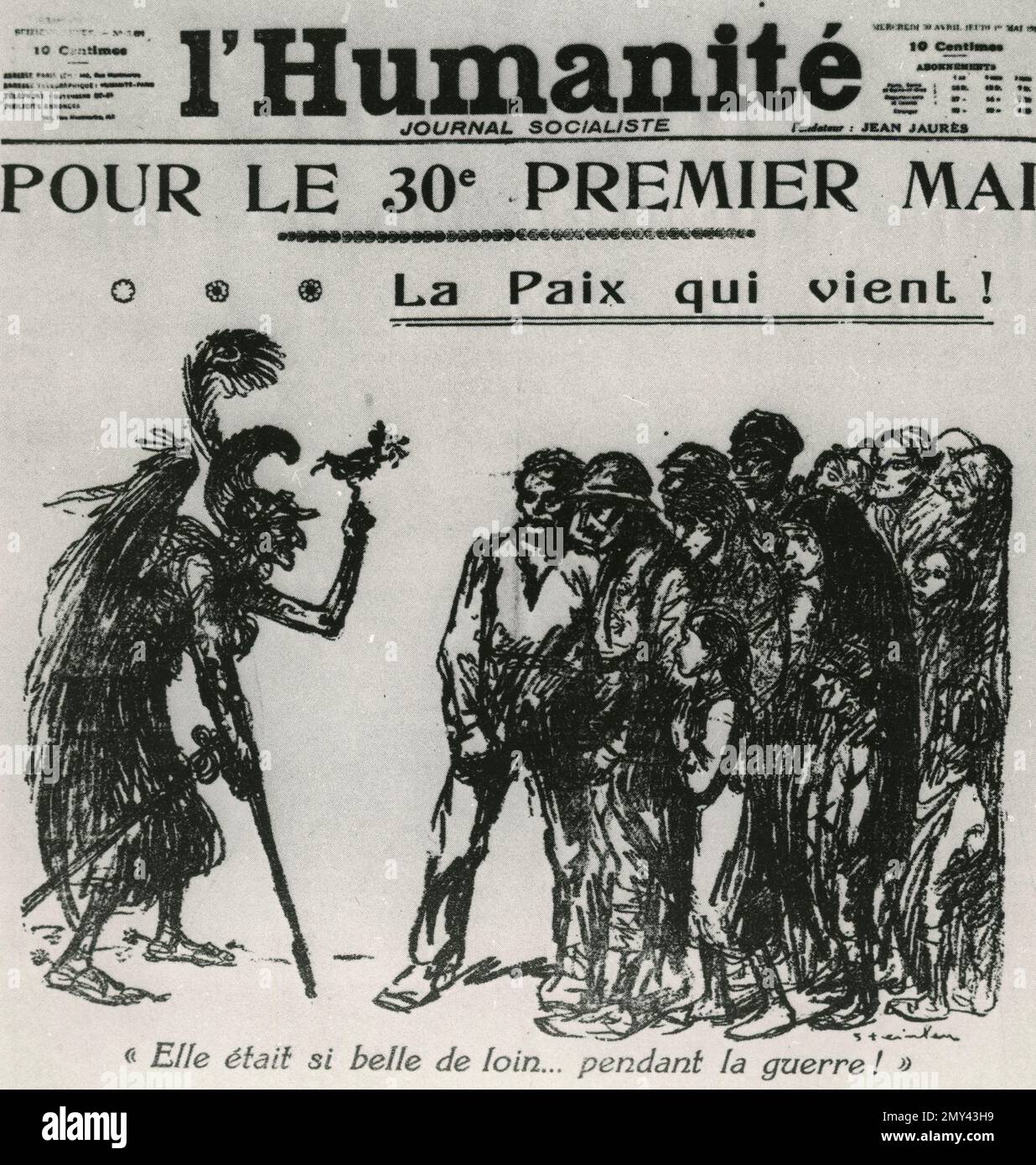 Titelseite der französischen Zeitschrift l'Humanité über den kommenden Frieden, Frankreich, 1. Mai 1919 Stockfoto