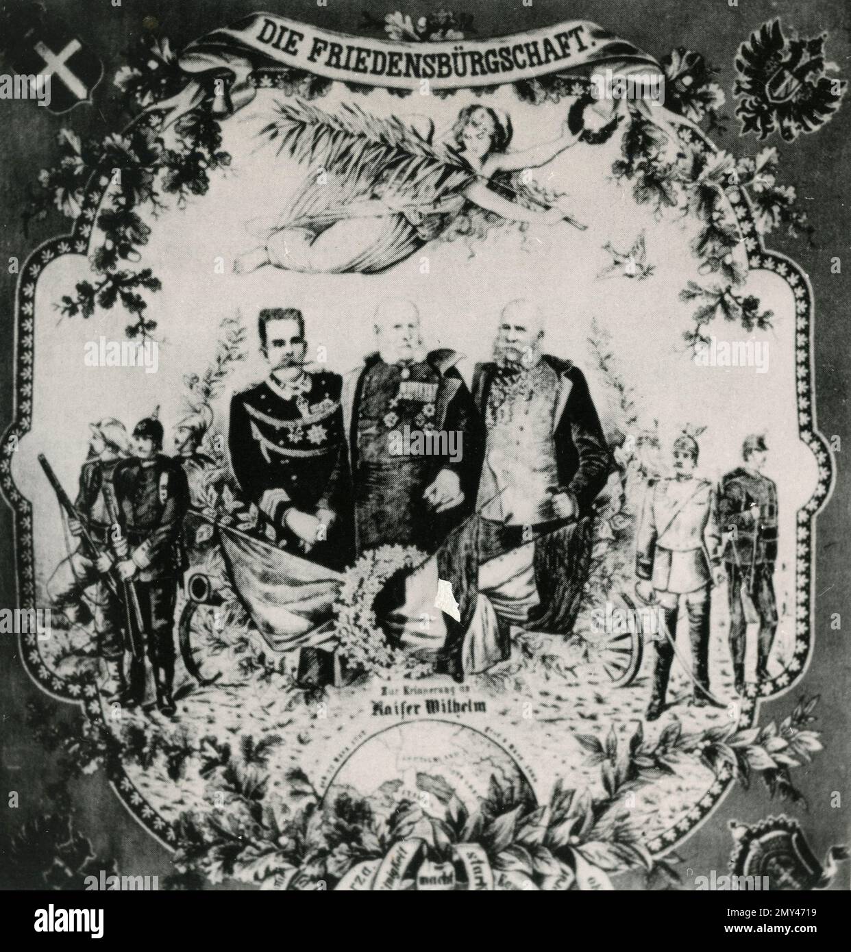 Taschentuch zur Feier der Triple Alliance, Wien, Österreich 1882 Stockfoto