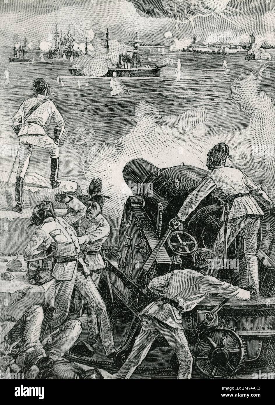 Die Bombardierung von Alexandria, Ägypten 1882, Illustration Stockfoto