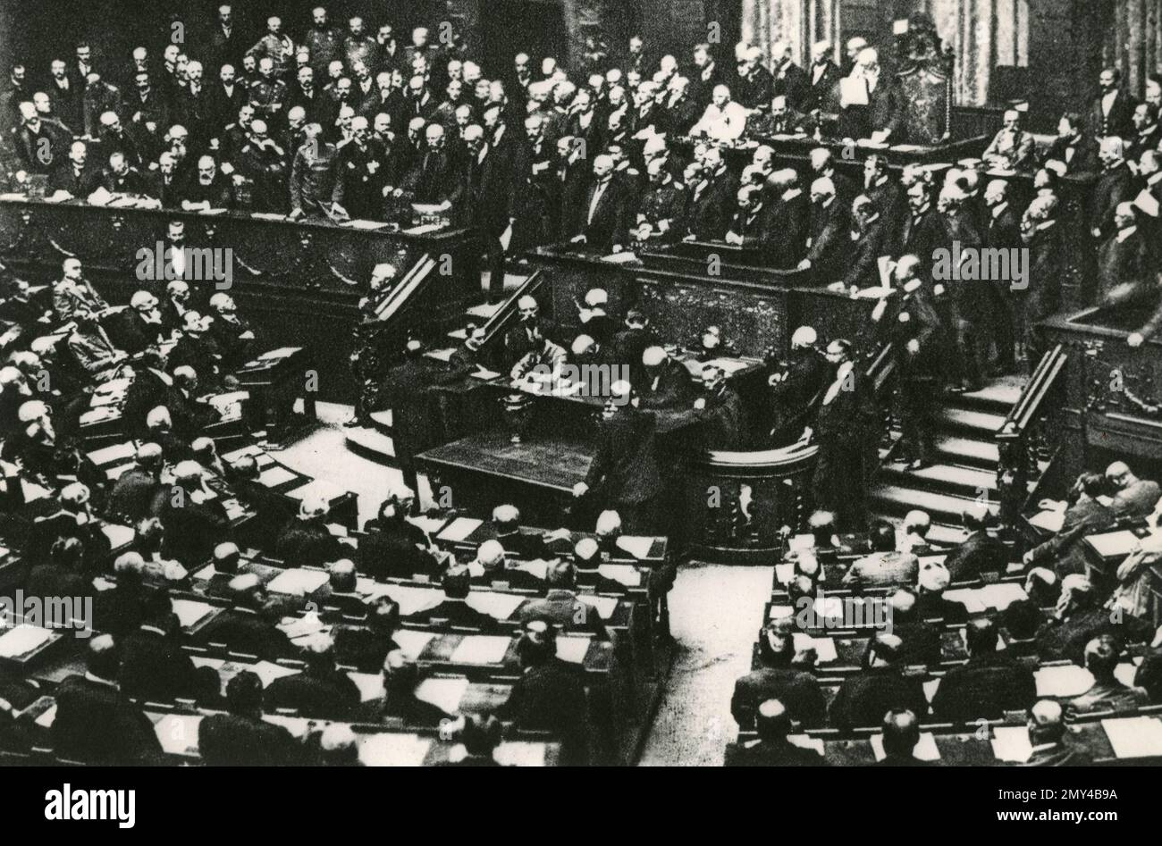 Rede des deutschen Bundeskanzlers Theobald von Bethmann-Hollweg vor dem Reichstag, 4. August 1914 Stockfoto