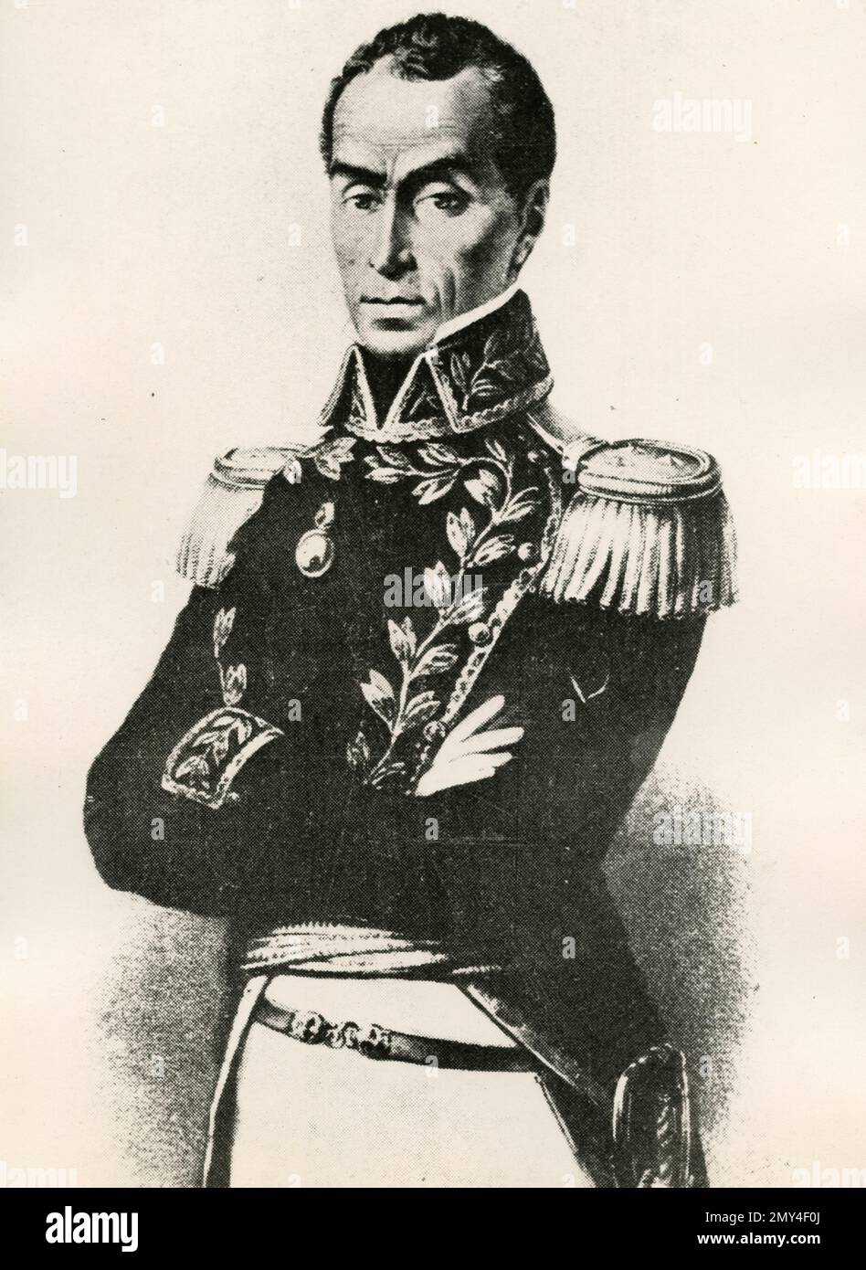Porträt des venezolanischen Militär- und Politikführers Simon Bolivar, 1828 Stockfoto