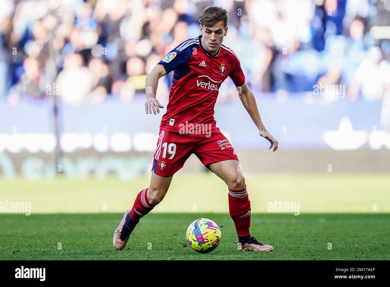 Pablo Ibanez von CA Osasuna während des Spiels in La Liga zwischen RCD Espanyol und CA Osasuna spielte am 4. Februar 2023 im RCDE-Stadion in Barcelona, Spanien. (Foto: Sergio Ruiz / PRESSIN) Stockfoto