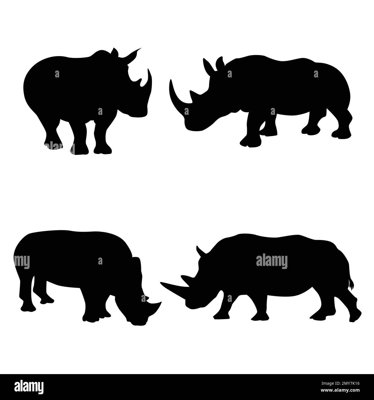 Silhouette von Rhinozeros auf weißem Hintergrund Stock Vektor