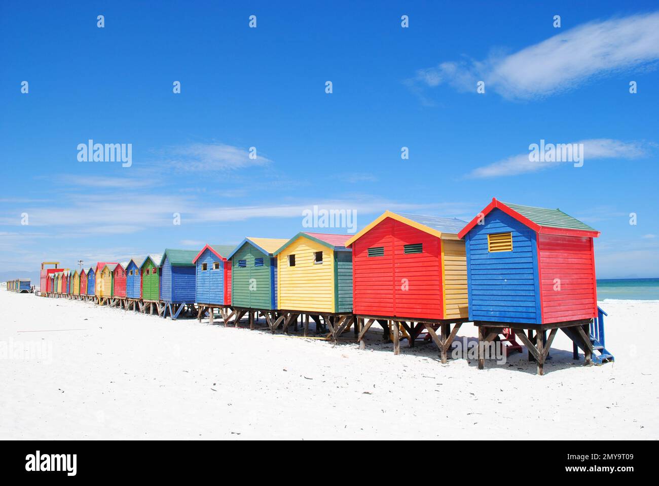 Farbenfrohe Häuser in Miuzenberg, Kapstadt, Südafrika Stockfoto