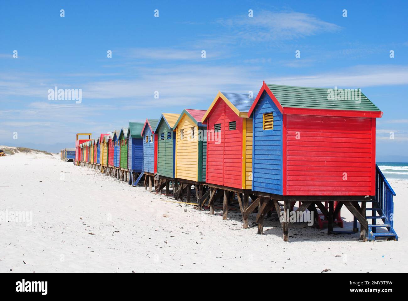Farbenfrohe Häuser in Miuzenberg, Kapstadt, Südafrika Stockfoto