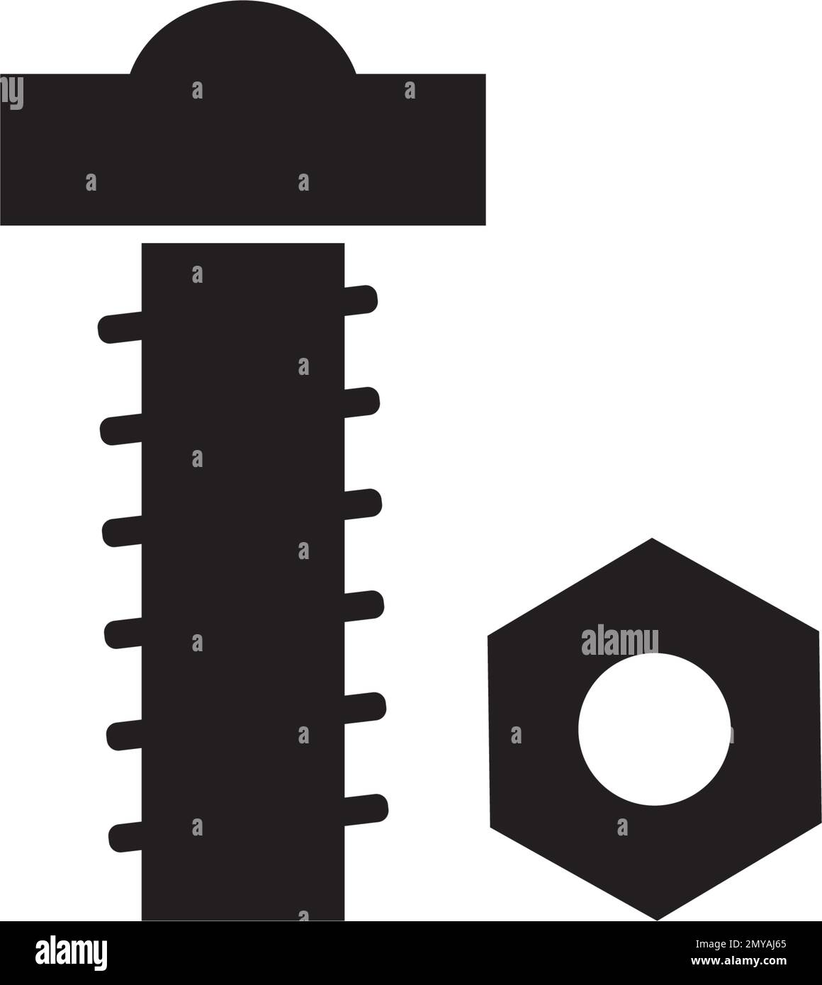 Symbol Für Schraubenmutter. Darstellung von Konstruktions- oder Bauelementen als einfaches Vektorzeichen und trendiges Symbol für Design und Websites, Präsentation oder Mobil Stock Vektor