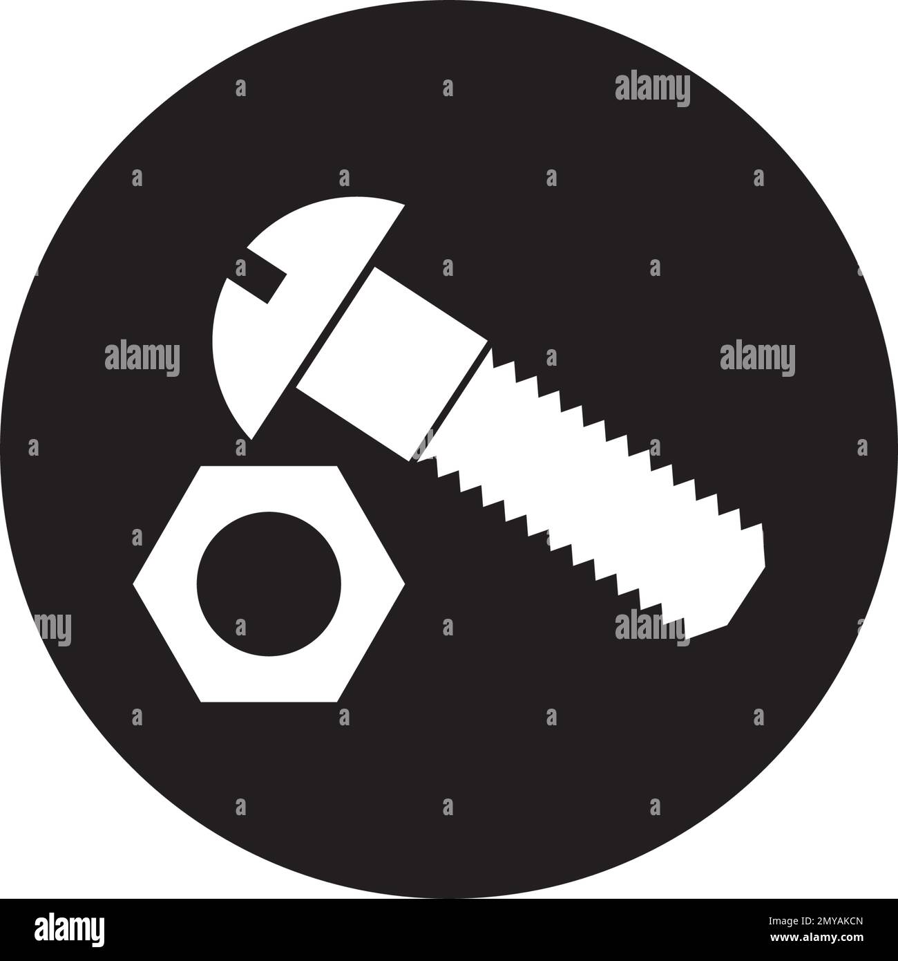 Symbol Für Schraubenmutter. Darstellung von Konstruktions- oder Bauelementen als einfaches Vektorzeichen und trendiges Symbol für Design und Websites, Präsentation oder Mobil Stock Vektor