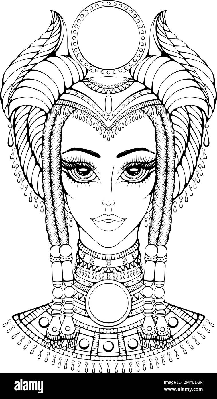 Stilisierte alte ägyptische Frau Stock Vektor