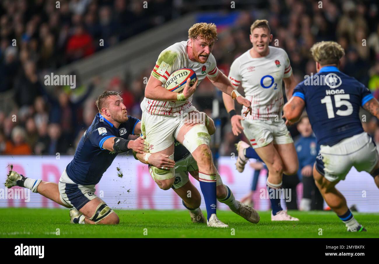 04. Januar 2023 - England gegen Schottland - Guinness Six Nations - Twickenham Stadium Englands Ollie Chessum während des Spiels der sechs Nationen gegen Schottland. Bild : Mark Pain / Alamy Live News Stockfoto