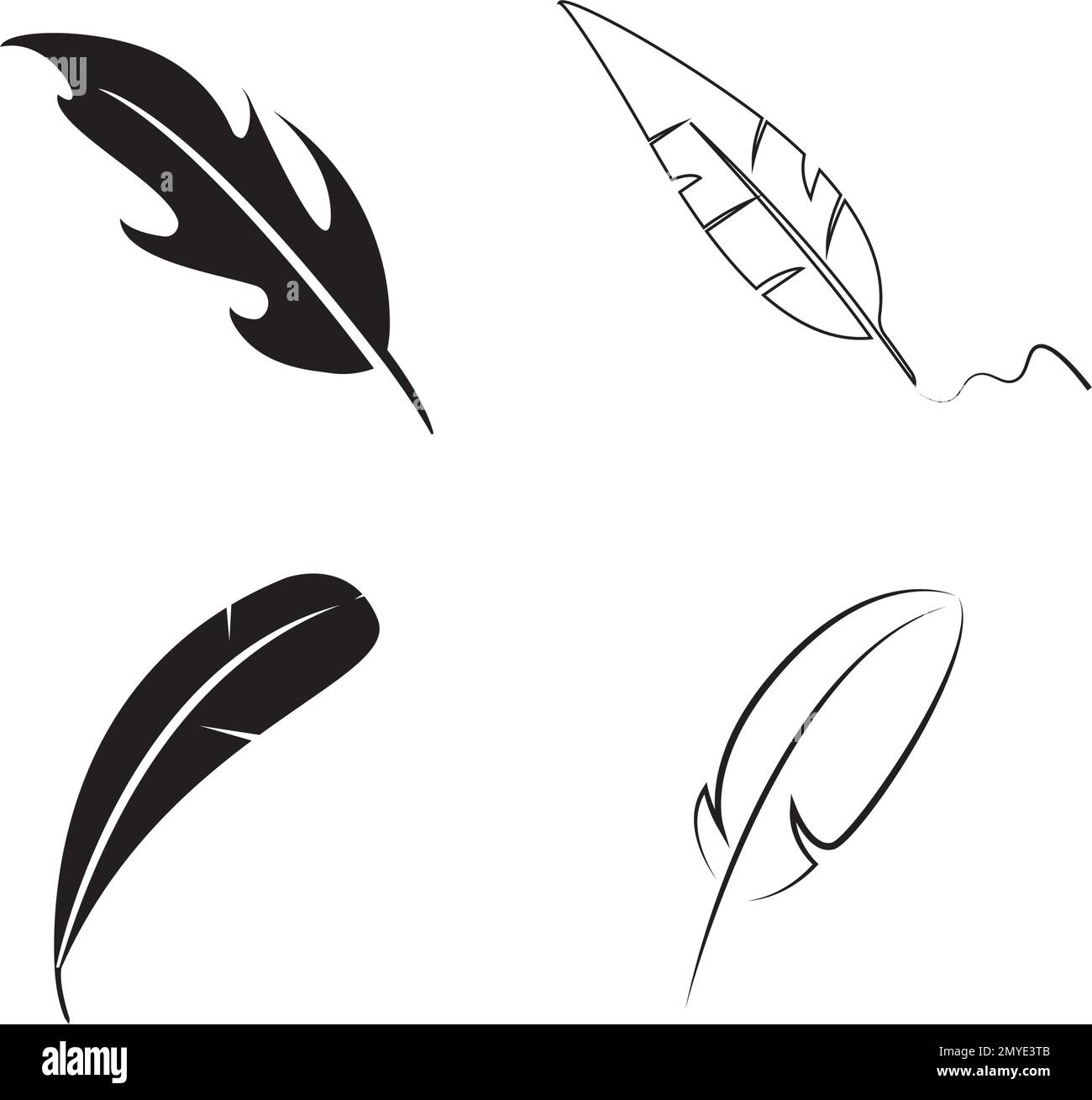 Quill Feather Pen Signature Logo Designvorlage Illustration Vektor Stock Vektor