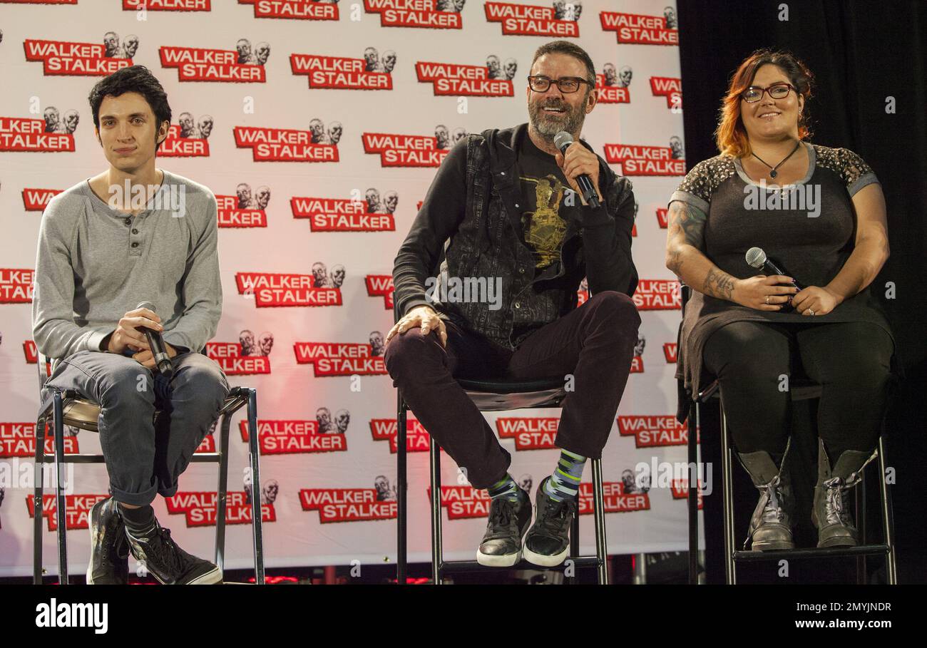 Nat Zang, Keith Allan and Corrine Foster appear at the Walker Stalker convention during the Z Nation panel on Sunday, May 29, 2016, at the Donald E. Stephens Center in Rosemont, IL. (Photo by Barry Brecheisen/Invision/AP) Stockfoto