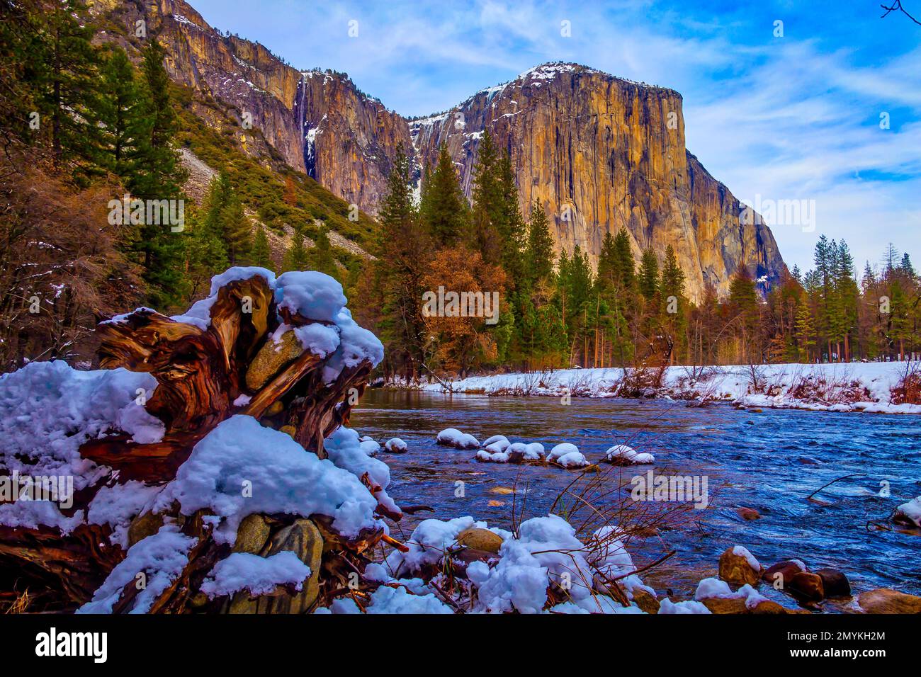 Verschneiter Yosemite Stockfoto